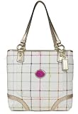 Coach Heritage Tattersall Coated Canvas Tote Bag Multicolor Gold 19174