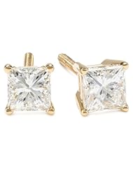 IGI Certified 14k Gold Princess-Cut Diamond Studs (1 cttw, H-I Color, SI2-I1 Clarity)