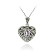 Sterling Silver Amethyst & Marcasite Heart Locket Necklace, 18"