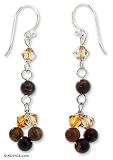 Tiger's eye earrings, 'Summer Warmth' 0.4 W 1.6 L