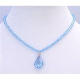 Brd881 Aquamarine Swarovski Briollette Pendant Aquamarine Crysal Necklace Genuine Swarovski Beads