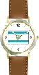 Flag of Israel No.1, Star of David or Mogen David Judaica Jewish Theme - WATCHBUDDY&reg; DELUXE TWO-TONE THEME WATCH - Arabic Numbers - Brown Leather Strap-Size-Large ( Men's Size or Jumbo Women's Size )