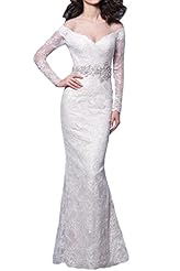 Sexy Satin Long Sleeves Illusion Lace Sheer Sheath Natural   Waistline Wedding Dress 