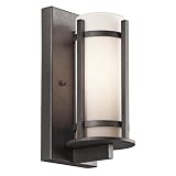 Kichler Lighting 49119AVI FL Camden 11-Inch High Light Fluorescent Outdoor Wall Lantern, Anvil Iron with Opal-Etched Glass