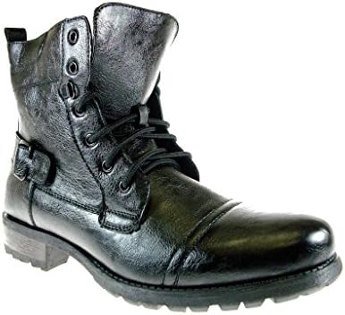 Polar Fox Men's 508006 Calf High Military Combat Style Winter Snow Boots, Black, 8