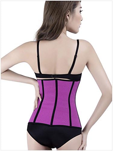 ManorGirl Women's Breathable Latex Rubber Waist Cincher Bust Corset Purple XL