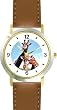 Giraffe Photo African Animal - WATCHBUDDY&reg; DELUXE TWO-TONE THEME WATCH - Arabic Numbers - Brown Leather Strap-Size-Large ( Men's Size or Jumbo Women's Size )
