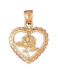 Dazzlers Solid 14k Gold Flower in Heart Charm Pendant Available in three colors from jewelsberry (weights: 1.2 grams only)
