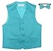 BOY'S Dress Vest & BOW TIE Solid TURQUOISE AQUA BLUE Color Bow Tie Set
