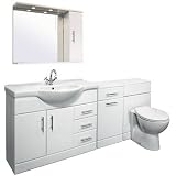 105 White Gloss Basin Unit, Laundry, Toilet and 850 Mirror Cabinet
