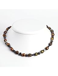 Sterling Silver 16in Brown/Dark Purple Freshwater Cultured Pearl Necklace