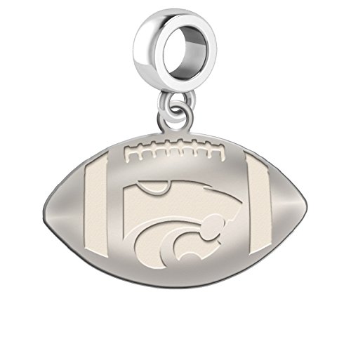 Kansas State Wildcats Sterling Silver Football Cut Out Drop Charm Fits All European Style Charm Bracelets