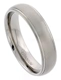 Titanium 6 mm (1/4 in.) Domed Comfort Fit Wedding Band Ring, Brushed Finish with recessed Edges