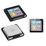 Young Micro TM Black Rubberized Hard Case with Screen Protector for Apple iPod Nano 6 6th Generation