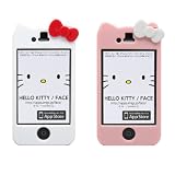 2pcs Set (White + Light Pink) Hello Kitty Design Hard Snap-on Case [Retail Packaging] - (Fits AT&T, Sprint and Verizon Apple iPhone 4 and 4S) + XFISH LCD Cleaner Keychain