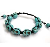 Hand Crafted Blue Howlite Turquoise Skull Bracelet