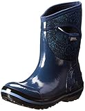 Bogs Women's Plimsoll Quilted Floral Mid Waterproof Winter & Rain Boot,Indigo,9 M US