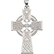14K White Gold Celtic Cross Pendant - 33.00x23.00mm