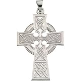 14K White Gold Celtic Cross Pendant - 33.00x23.00mm