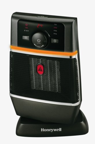 Honeywell HZ-370E Oscillating Ceramic Table Top Fan Heater, 1.8kW (Black/Silver)