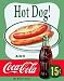 Beverage Metal Tin Sign COKE Hot Dog 15cent Nostalgic