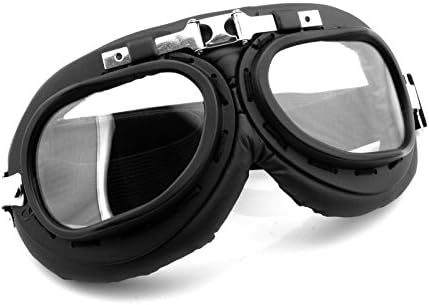 Vintage Style WWII RAF Pilot Flying Motorcycle Biker Motocross Cruisers Sun UV Wind Eye Protect Helmet Goggles Chrome Frame