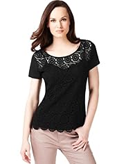 Scoop Neck Crochet Lace T-Shirt