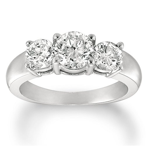 14k White Gold Diamond 3-Stone Ring (2 cttw, H-I, SI2-I1 Clarity)