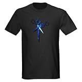 Kurt Uccello's ScissorsBlue Hairstylist Dark T-Shirt by CafePress