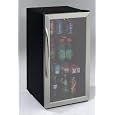 Avanti 3.1 Cubic Foot Beverage Cooler / Sylish Black Cabinet With Stainess Steel Framed Double-Pane Tempered Glass Door