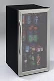 Avanti 3.1 Cubic Foot Beverage Cooler / Sylish Black Cabinet With Stainess Steel Framed Double-Pane Tempered Glass Door