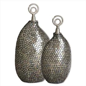 Set of 2, Deshal, Glass Canisters, Home Decor, Accent