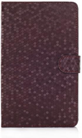 PIZU Stylish Luxury Bling Plaid Pattern Lightweight Magnetic Latch Protective Folding Ultra Slim Folio Flip PU Leather Case Cover Fit ONLY for Samsung Galaxy Tab 3 Lite 7.0 7-Inch T110/T111 Tablet Brown