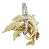Dolphin Pendant with Diamond in 14K Yellow Gold