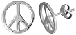 Peace Sign Studs Earrings, Sterling Silver, 1/2" (12.5 mm)