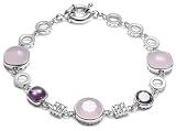 Image of Buckley Ladies Rhodium Bracelet With Amethyst Cz/ White Cz
