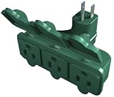 Westinghouse 28114-7 Outdoor Heavy Duty Grounded 3-Outlet Adapter, Green, 3-Pack