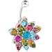 Jewelry : Multi-Color AUSTRIAN CRYSTAL PETALS Belly Ring