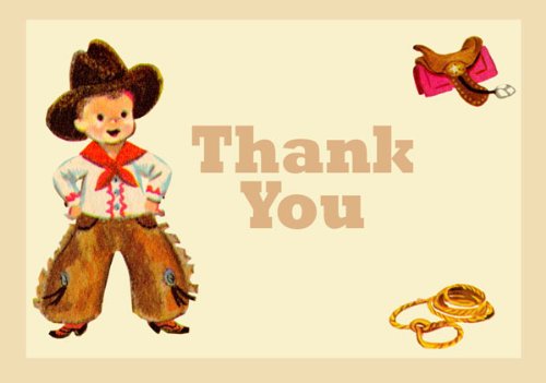 Dolce Mia Western Tots Cowboy Thank You Card Birthday Party Pack - 8 cards