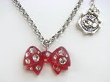Disney Couture Minnie Mouse Series Silver Plated Necklace With Red Resin Bow With Clear Crystals! * 08 Kidada Jones Newest Collection *