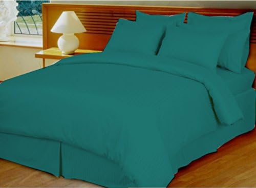 Classic Hotel Quality 1PC Duvet Cover 600 Thread Count Twin 100% Egyptian Cotton Teal Stripe by Global Fabrics