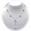 HinsonGayle AAA Premium Round 7.5-8.0mm White Cultured Pearl Tin Cup Necklace (18K Yellow Gold)