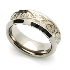 8MM Comfort Fit Tungsten Carbide Wedding Band Celtic Dragon Engraved Concaved Ring (7 to 14) Size 7: Jewelry