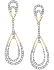 14k Yellow Gold Tear Drop Diamond Earrings