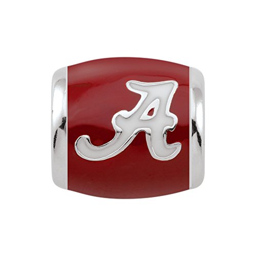 Persona Sterling Silver University of Alabama White A on Crimson Bead Charm