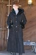 Women's Full Length Hooded Shearling Coat with Fox Trim