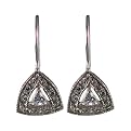 Sterling Silver Cubic-Zirconia Triangular Dangle Earrings