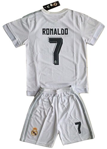 Ronaldo #7 Real Madrid 2015-16 Youths Home Kit Shirt & Shorts