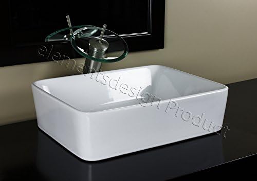 Bathroom Ceramic Porcelain Vessel Sink CV7050N4 Brushed Nickel Waterfall Faucet Pop Up drain