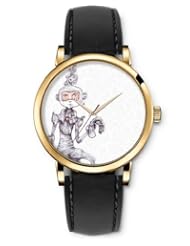 SPRAWL Aanalog Fashion Series Gold Ladies Watches of Genuine Black Leather Strap,Unique Wrist Watch for Women Girls Designed with Male strange warrior
